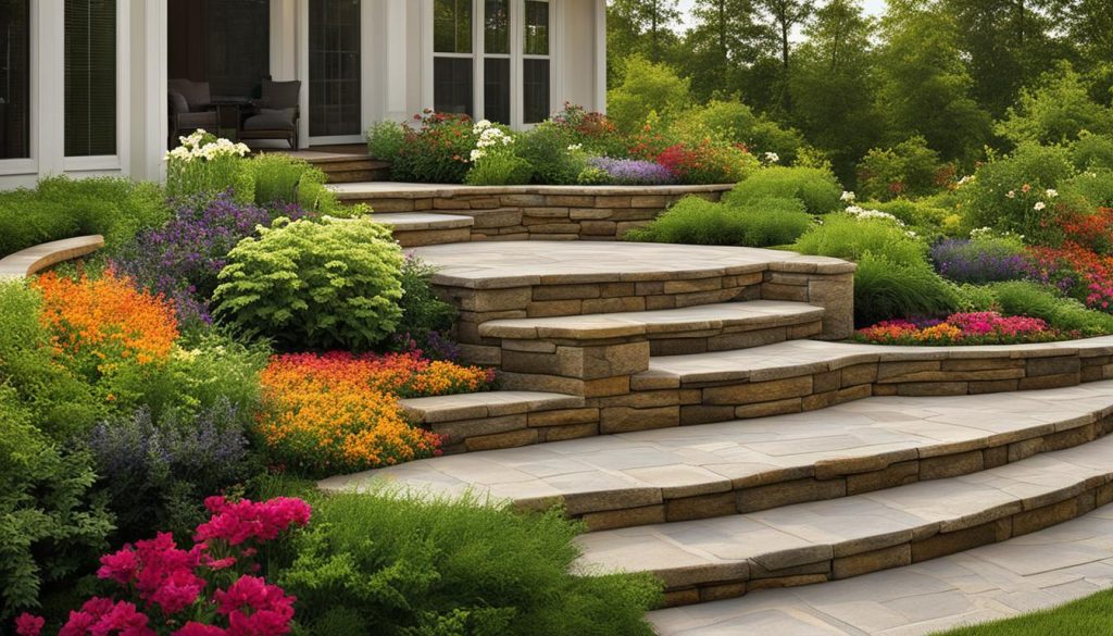 outdoor space seating retaining wall